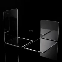 2Pcs Clear Acrylic Bookends L-shaped Desk Organizer Desktop Book Holder School Stationery Office Accessories 1