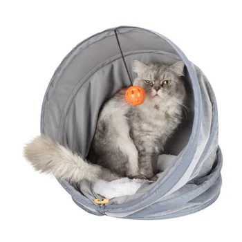 

Cat Bed Tunnel Warm Kitten Puppy Foldable Kennel Soft Pet Cat Lattice Cozy Soft Squeaking Sleeping Bag Play Toy Nest Supply