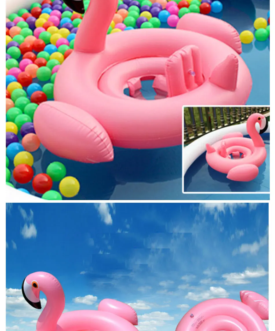 Baby Awning Floating Swimming Seat Ring Flamingo Infant Thickened Inflatable Swim Lifebuoy Float Swimming Pool Beach Accessories