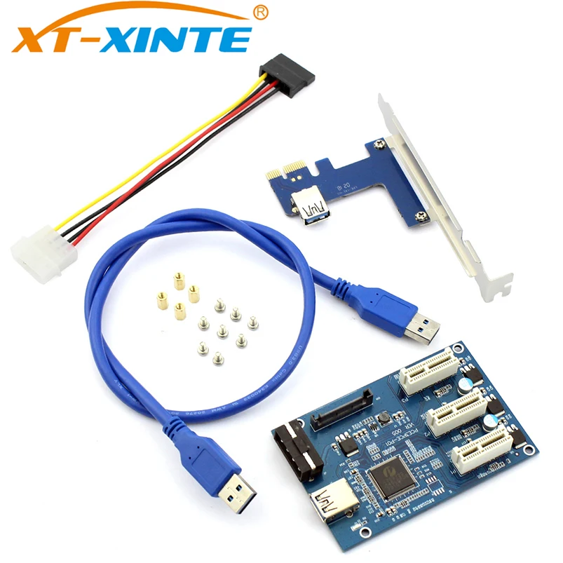 XT-XINTE PCIe 1-3 PCI Express 1X Слоты Riser Card Mini ITX к внешнему 3 PCI-e слоту адаптер PCIe порт мультипликатор Miner Card