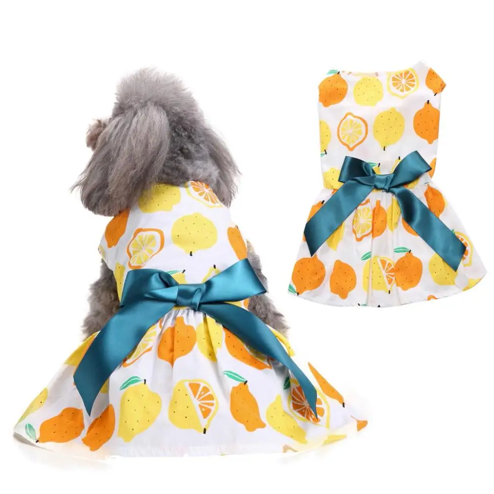

Lemon Prited Dog Clothes for Small Dog Costumes Pet Clothes Fruit Vestidos De Perros Dog Clothes Dress XS-L