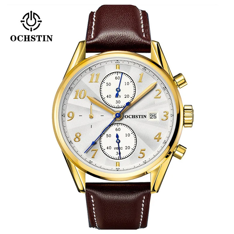 Switzerland Ochstin Watches Chronograph Men Watches Sports Quartz Watch Luxury Brand Watch Men 2016 Black Leather