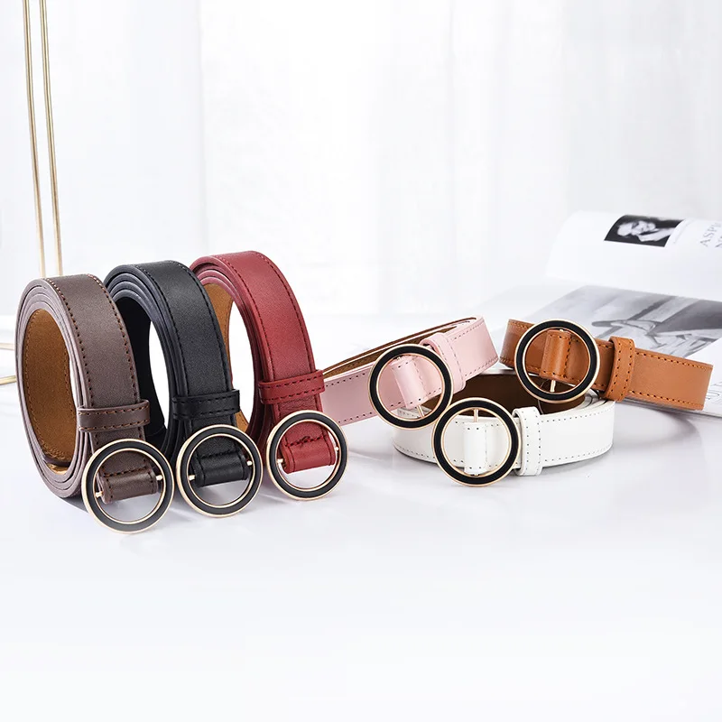 

female deduction side gold buckle jeans wild belts for women fashion students simple New Circle Pin Buckles Belt