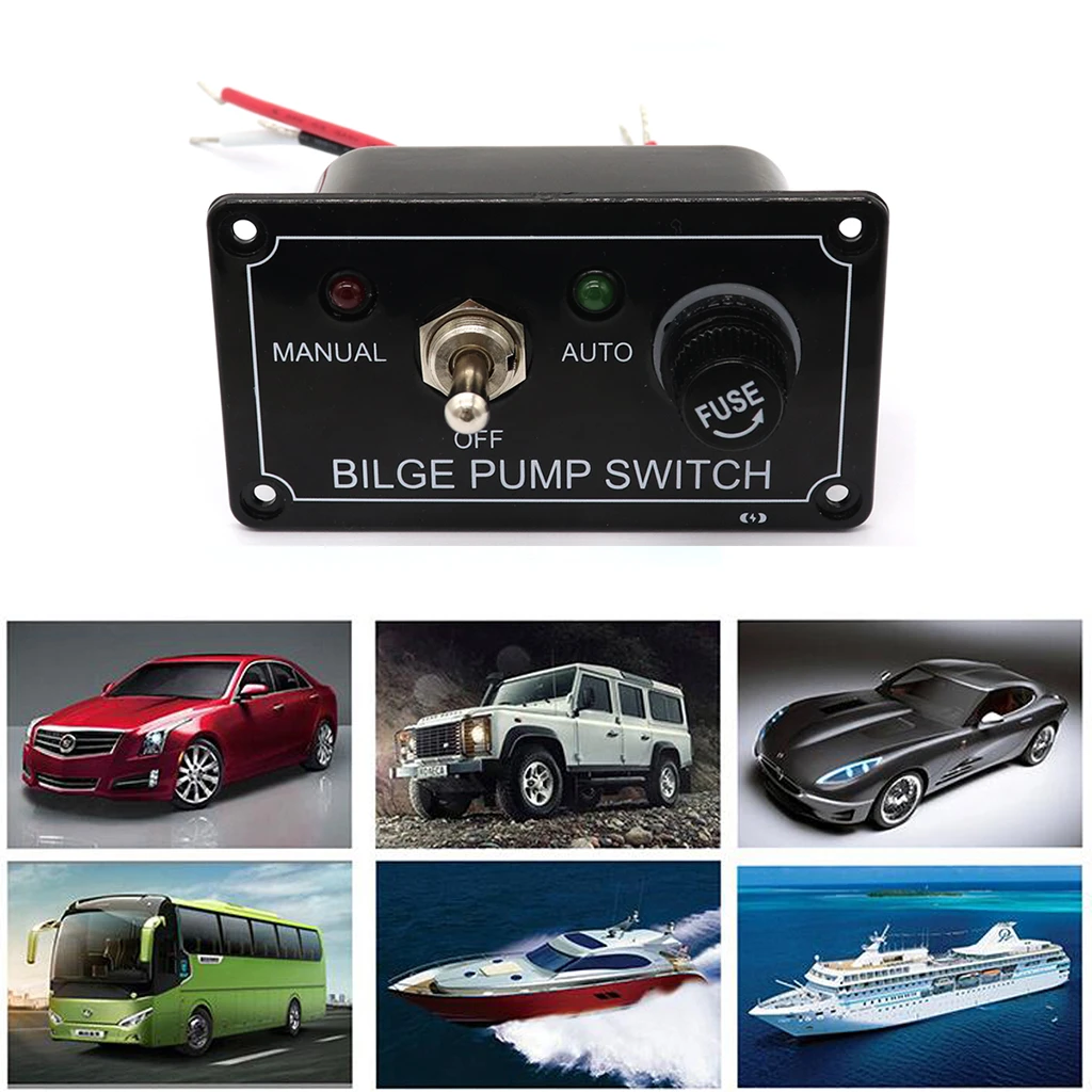 Senyar Boat Marine Switch Panel,12V DC LED Indicator Bilge Pump Switch Panel Manual//Off//Auto