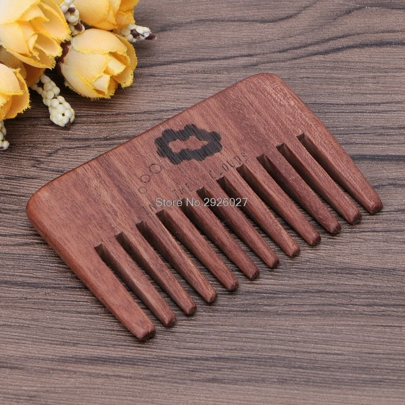 

1pc Wood Comb Wide Tooth Beard Comb Pocket Size Anti-static Massage Hair Care