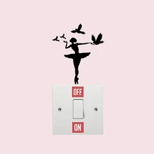 Autocollants muraux en vinyle de danse de Ballet de ballerine, pour salle de gym, pour interrupteur Declas 5WS1303