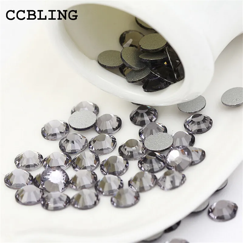 

CCBLING Crystal Black Diamond ss3-ss30 Nail Rhinestones Flat Back Non Hotfix Glitter Nail Stones,DIY 3d Nail Phones Decorations