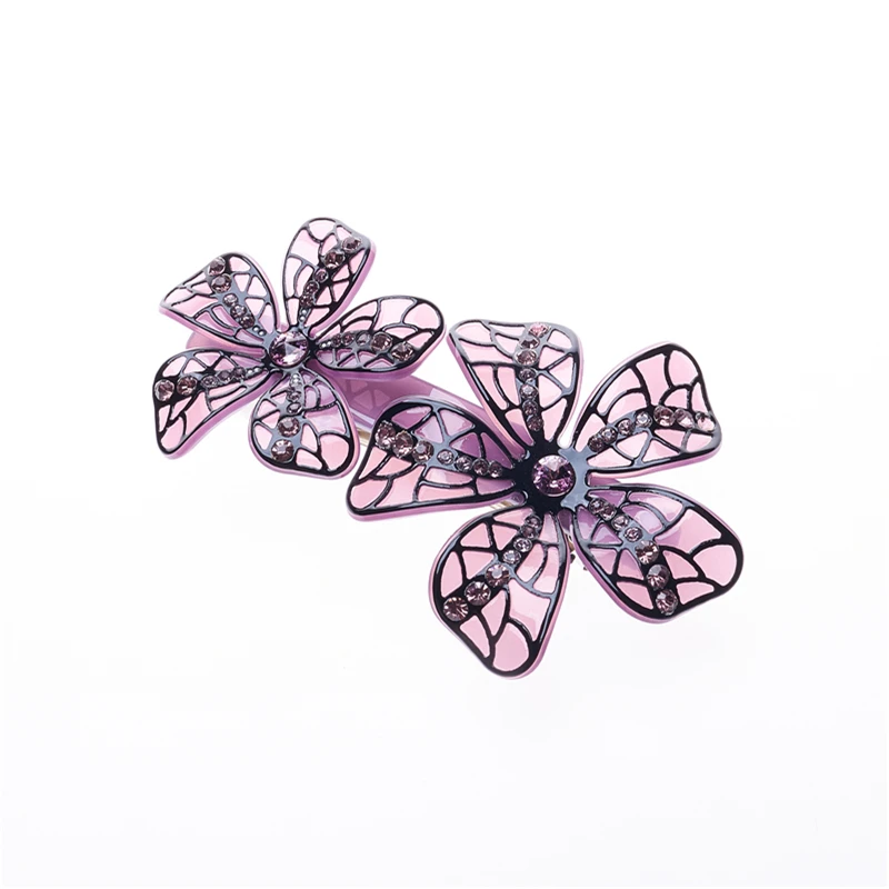 

2019 New Arrival Fashion Women Hair Jewelry Acetate Flower Hair Barrettes Clips Rhinestone French Hair Clips For Girls Tiara