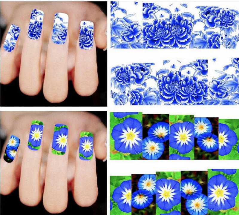 Bittb 50pcs/set Flower Nail Stickers Decals Slider Wraps For Nails Art Decor Manicure Water Transfer Sticker Tips