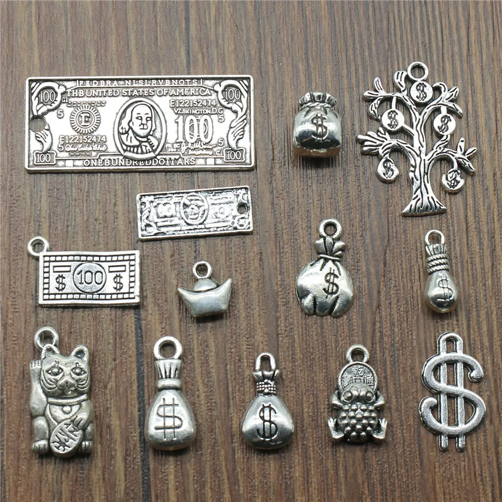 20pcs Moneybag Charms Money Us Dollars Pendants Jewelry Making Lucky
