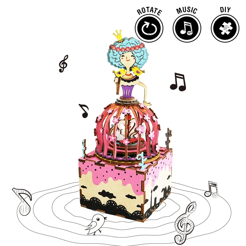 Robotime juguete 24 tipos de caja de música de madera carrusel decoración casa de cumpleaños regalo de Pascua regalo para novia mujeres Dropshipping. exclusivo.