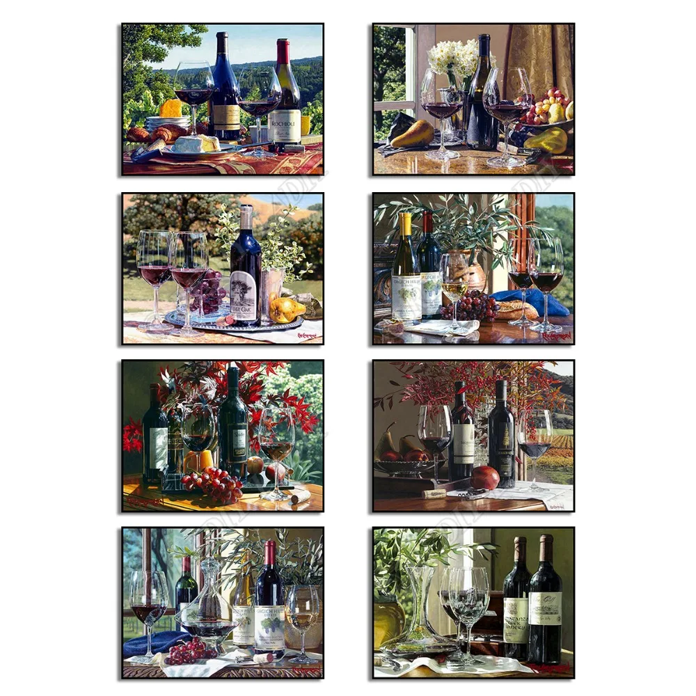 

Diamond Painting Still Life Wine Full Square / Round Diamond Embroidery Crystal Picture Of Rhinestones Mosaic Pattern Home Decor