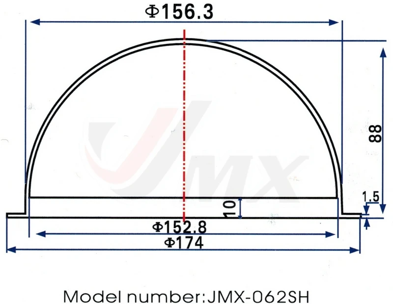 JMX 6.2 INCH Acrylic Indoor / Outdoor CCTV Replacement Extended Clear Camera Dome Housing Security Dome Camera Housing