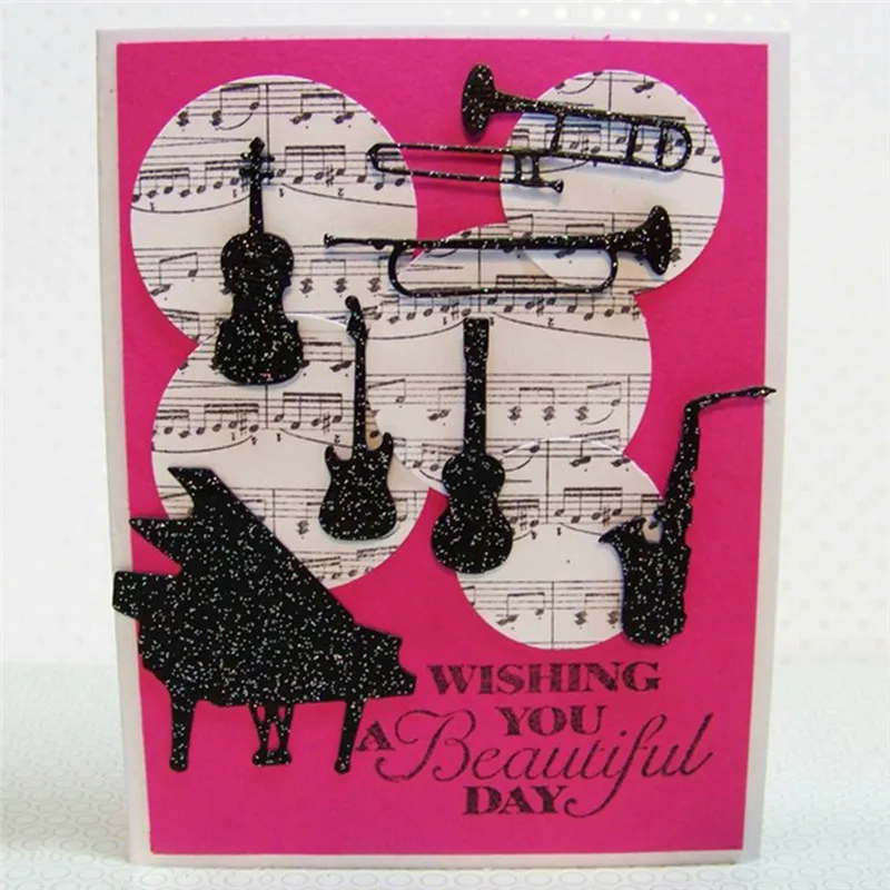 

Musical Instruments Piano Guitar Metal Cutting Dies New 2019 for Craft Dies Scrapbooking Card Making Embossing Die Cut Stencil