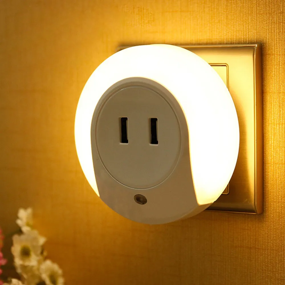 

Free shipping LED Night Light with Light Sensor Dual USB Charger for Bedroom Living Room Use Warm White