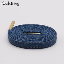 Coolstring 8mm Premium Flat Denim Shoelaces Metal Aglet Classic Laces Customize Your Kicks Blue Black Shoestrings For Sneakers