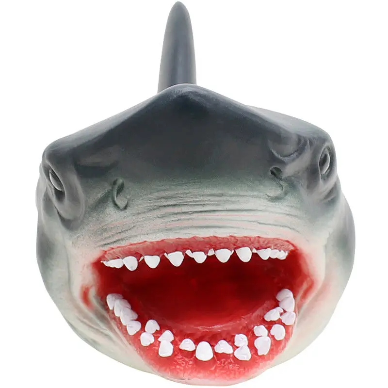 Shark Hand Puppet Soft Stretchy Rubber Head Toy Jaws Realistic Great