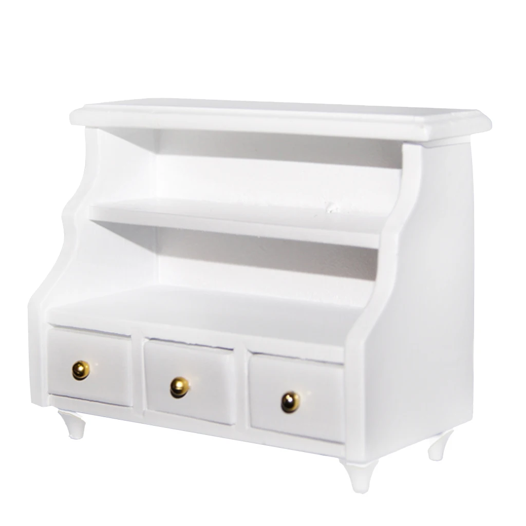 Modern 1/12 Scale Bathroom Toilet Cabinet Dollhouse Miniatures Furniture White