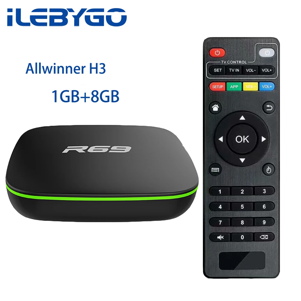 Ilebygo R69 Smart Android 7,1 ТВ приставка 1 ГБ 8 ГБ Allwinner H3 четырехъядерный 2,4G Wifi приставка 2G 16G HD медиаплеер Отт Android приставка