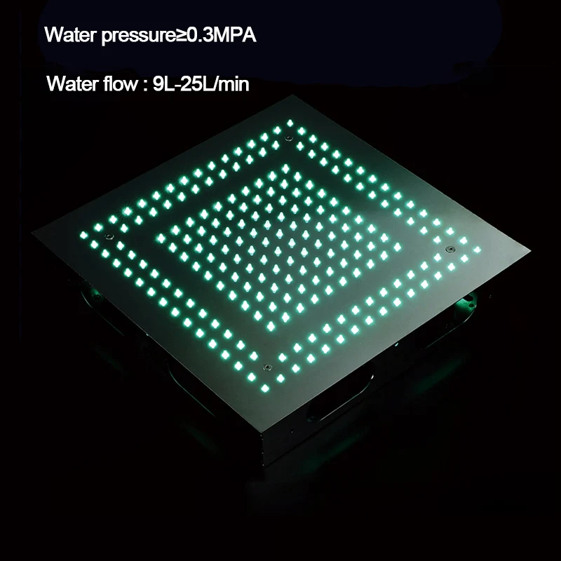 Remote Control LED Light 400*400mm Rainfall Shower Head Embedded Ceiling Mounted Brass Shower Faucets Set Chrome Bathroom Shower