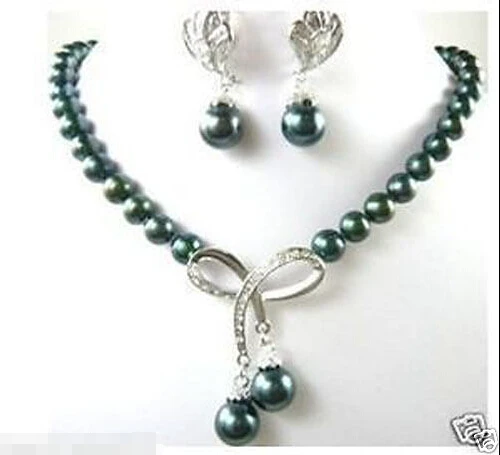 

hot Free shippingnew stylish black pearl earrings and necklace set