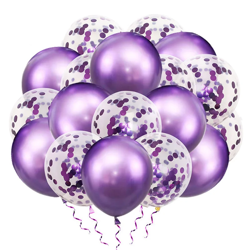 20 штук, металлические шары с конфетти, украшения для первого дня рождения, вечерние шары для маленьких мальчиков и девочек - Цвет: purple purple