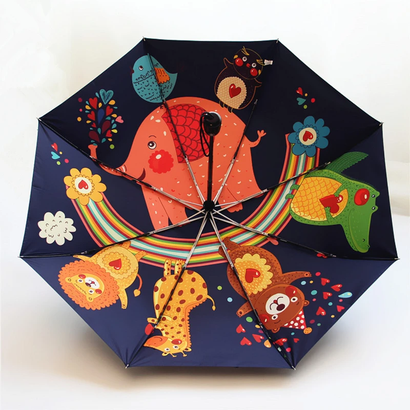 

Rain Umbrellas Fashion Children Automatic Umbrella Cartoon Sunscreen Anti UV Umbrellas Oil Painting Women Umbrella WZP181