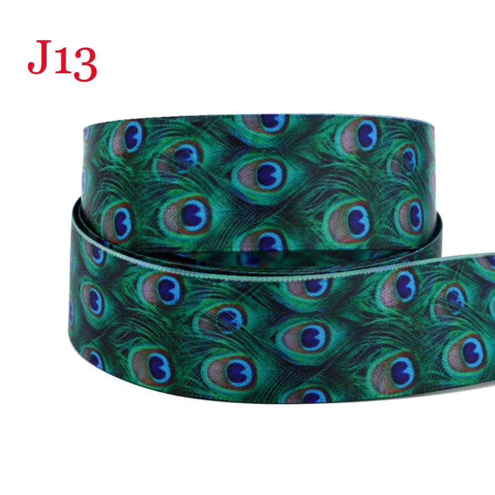 

Peacock Tail with Eye Print Grosgrain Ribbon 7/8" (22mm) 2-5 Yards