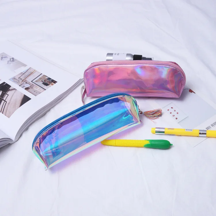 

11.11 colors Triangle Shells Laser PencilsBags Kawaii Girl Pencils Case Durable Large Capacity School Supplies Stationery