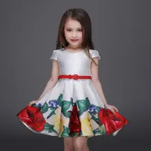 Прямая поставка; Детские Платья с цветочным рисунком для девочек; летнее платье с розами и поясом для маленьких девочек; Детские праздничные платья