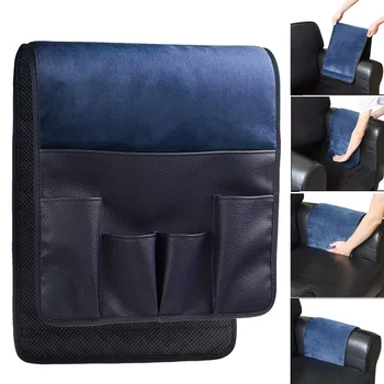 

Dark Blue Velvet Sofa Couch Chair Armrest Soft Organizer Holder for Remote Control Cell Phone Borsa per riporre il divano H99F