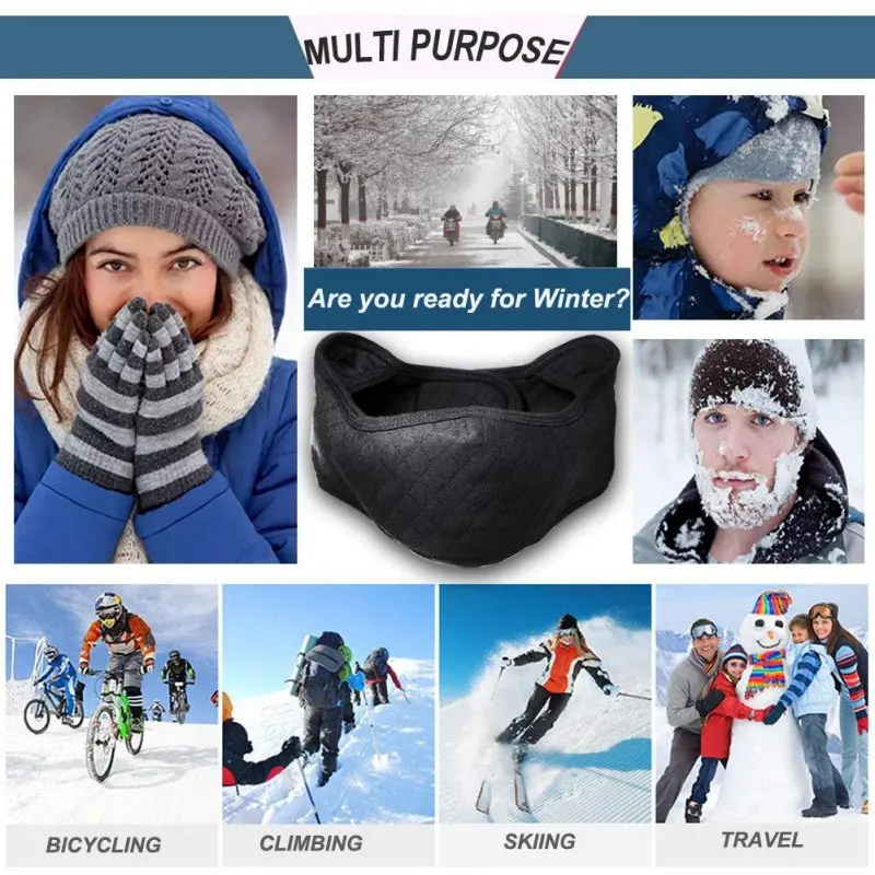 Мужская/Женская активированная велосипедная маска, углеродная Пыленепроницаемая Лыжная маска для бега, зимняя бархатная тренировочная маска для сноуборда