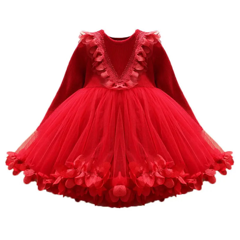 

Hurave Girls 2018 Autumn applique dress baby girl clothes boutique vestido ball gown mesh clothes flowers tutu princess Dresses