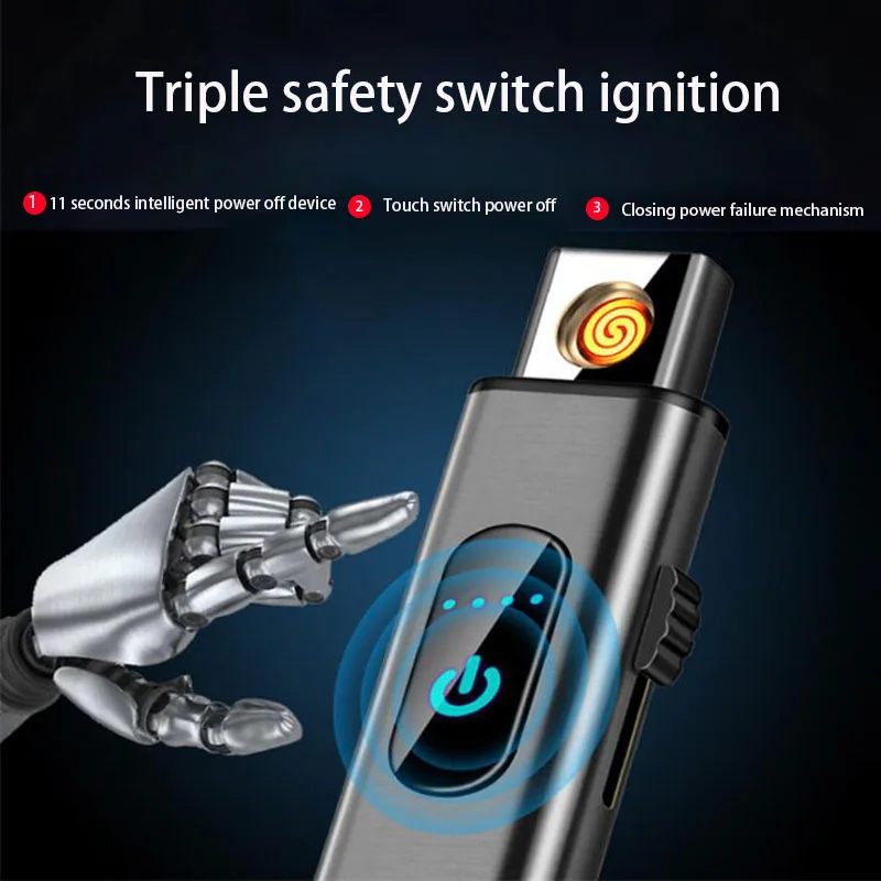 Тонкая электронная мини зажигалка с USB вольфрамовая турбо металлическая