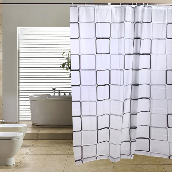 HGHO Modern Bathroom Shower Curtains Long with Hooks 180 x 200 cm