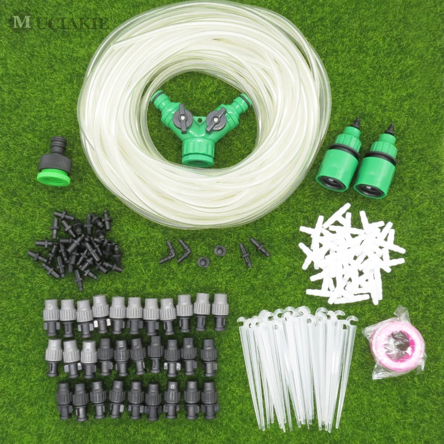 

MUCIAKIE 25M 12M 8M Adjustable Garden Watering Irrigation System Watering Kits with 1/4'' Transparant PVC Hose Misting Nozzle