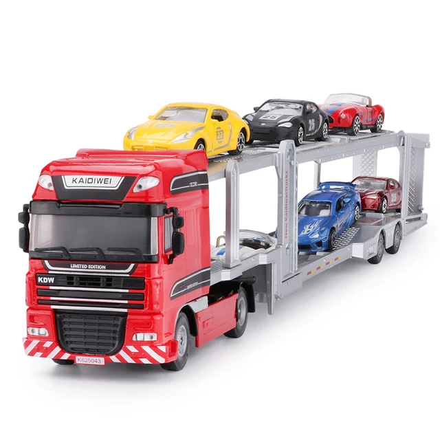 Alloy Diecast Double Deck Car Transporter Flat Bed Trailer Truck 150 Platform Vehicle Model
