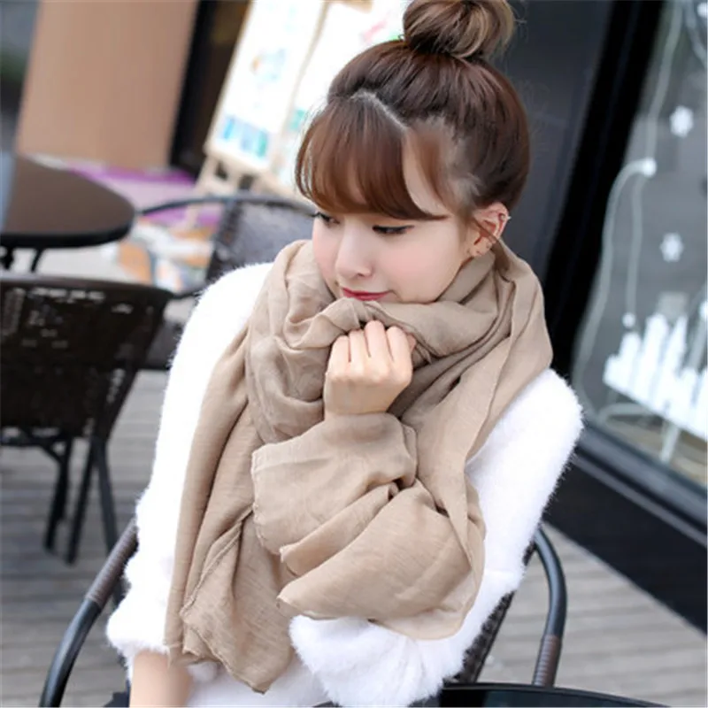 

Spring And Autumn Solid Color Shawl Scarf Female Super-Long Korean-Style Cotton Solid Color Long Sun Beach Towel Air Conditionin