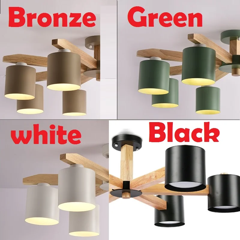 Modern Nordic solid wood LED ceiling Chandelier E27 With Iron Lampshade creative Lighting Fixtures Lamparas Colgantes Wooden|chandelier e27|ceiling
