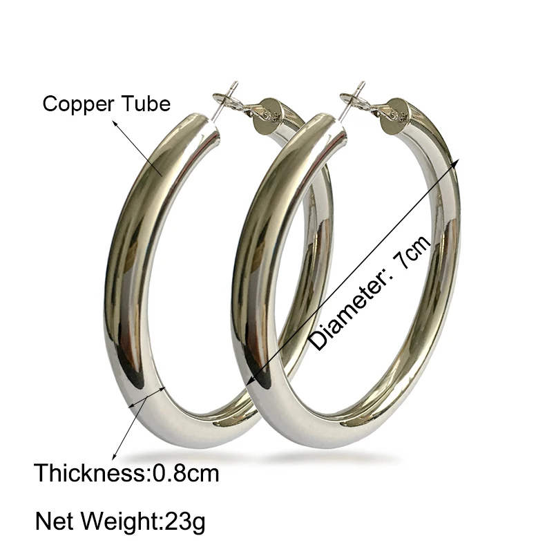MANILAI Classic 70mm Diameter Wide Copper Big Hoop Earrings Fashion Jewelry Statement Earrings For Women 2018 Brincos Punk - Image 6