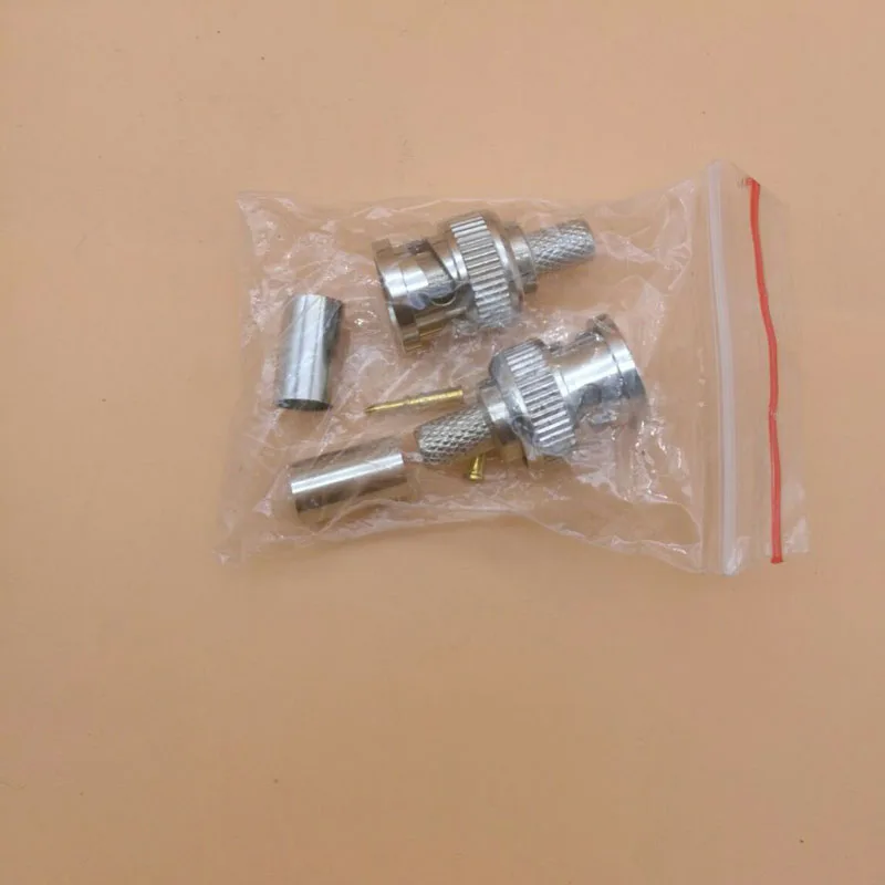 NOVOXY 100PCS/Lot BNC male crimp plug for 75-4 RG59 coaxial cable, RG59 BNC Connector 3-piece crimp connector plugs RG59