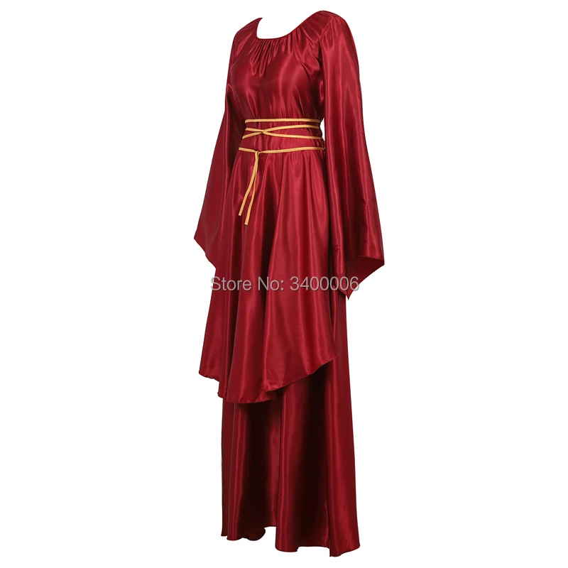 Женское средневековое платье Ренессанс, длина до пола, платье-сорочка, костюм с длинным рукавом, готическое платье для косплея, розовый, красный