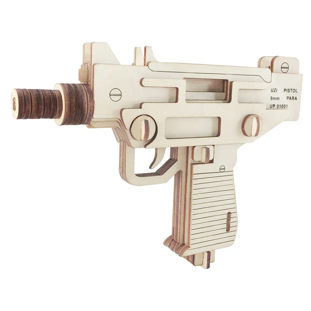 Деревянный сборный игрушечный пистолет UZI 18 см 3D пазл сделай сам игрушка ручной