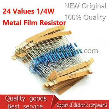 

240 pcs 1 24valuesX10pcs / 4 w 0.25 w 1% k Metal Resistor Film 4.7 k-68 diy component kit new and original package