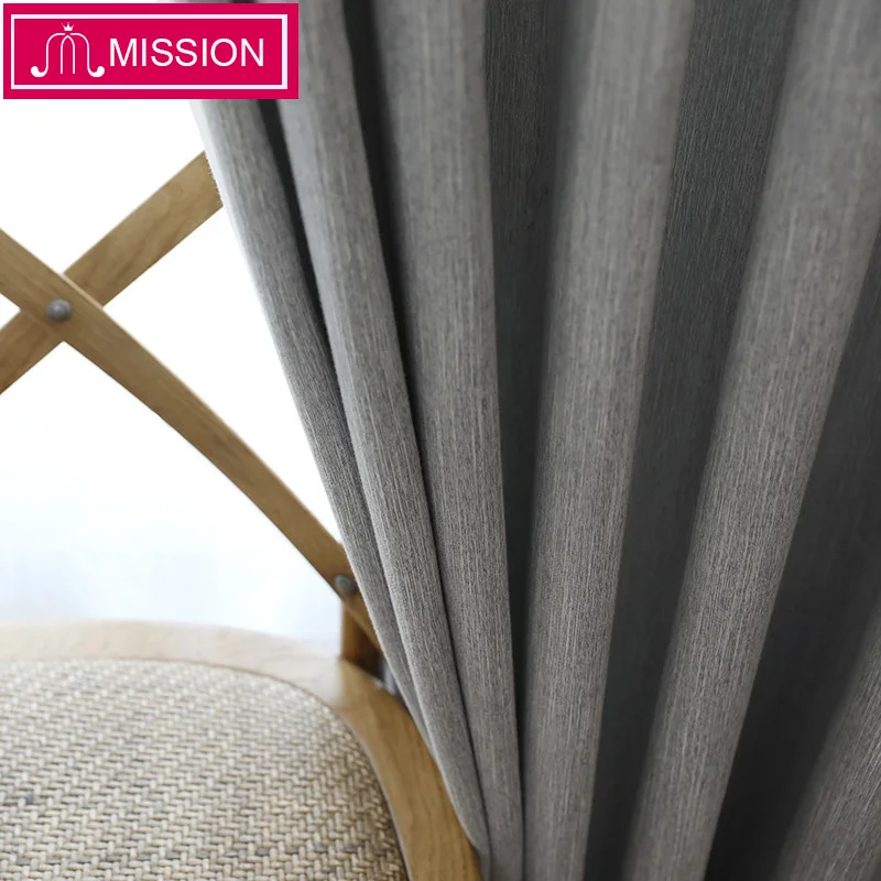 

MISSION Faux Linen Window Blackout Curtain Thermal Insulated Drapes Noise Blocking Curtains Blinds for Bedroom Living Room