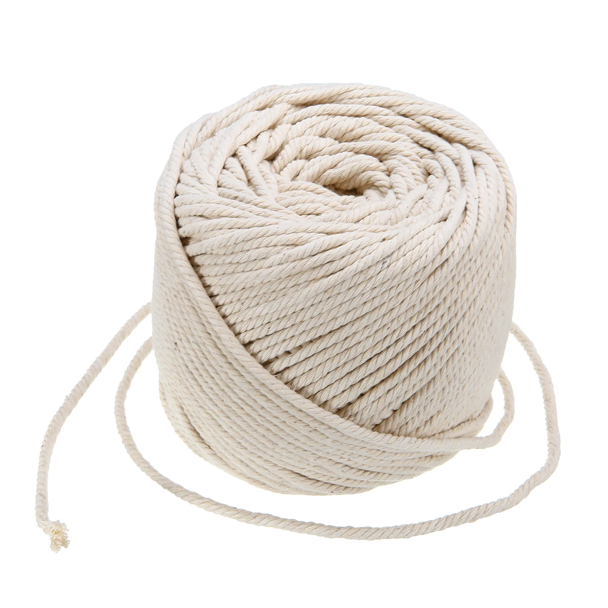

4mmx110m Natural Beige Soft Cotton Twisted Cord Craft Macrame Rope Artisan String DIY Handmade Tying Thread Cord Rope