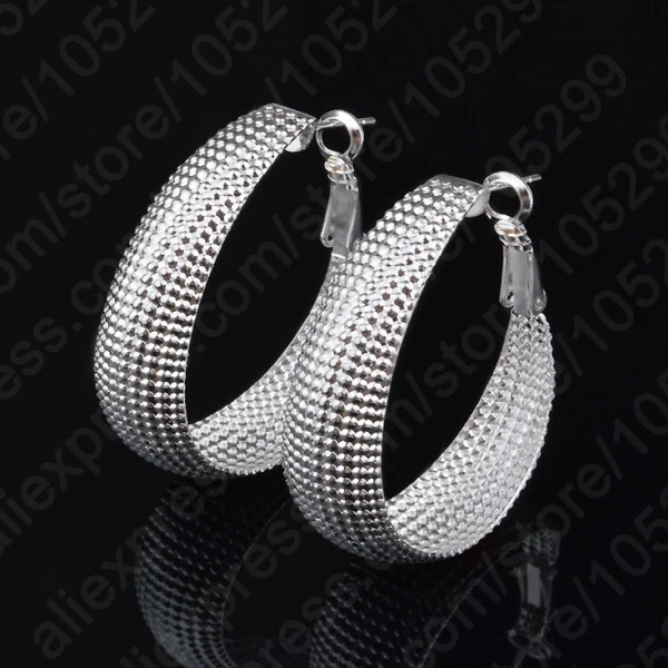 

Punk Styles Real 925 Sterling Silver Women Girls Big Hoop Earrings For Party Weddiing Special Gifts High Quality Jewelry