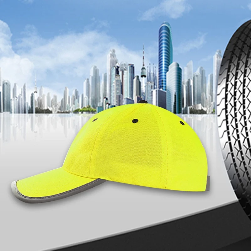 Мужская Выходная шляпа Светоотражающая бейсбольная шляпа со структурой безопасности желтая Влагоотводящая структурная шляпа