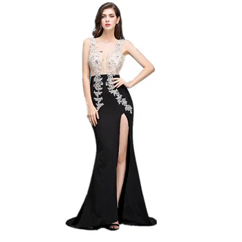 

Latest Designs Sexy Perspective Dress Women's Flashing Rhinestone Sequins Long Dress Female Singer Stage Lace Dress Costume