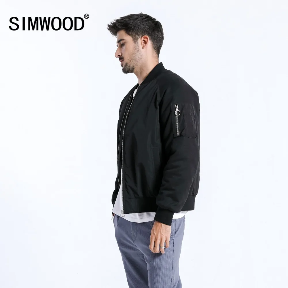 Мужская приталенная куртка бомбер SIMWOOD модная толстая короткая модель брендовая